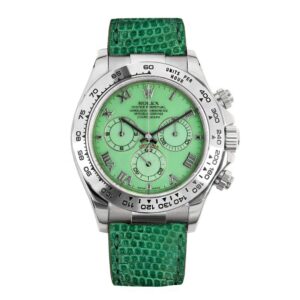 Rolex Cosmograph Daytona 116519 in 18K White Gold with Jadeite Green Roman Dial and Green Leather Bracelet