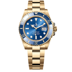 Rolex Submariner Date 41 Oyster Perpetual 18 ct yellow gold Cerachrom bezel insert in blue ceramic royal blue dial Oyster band Reference 126618LB