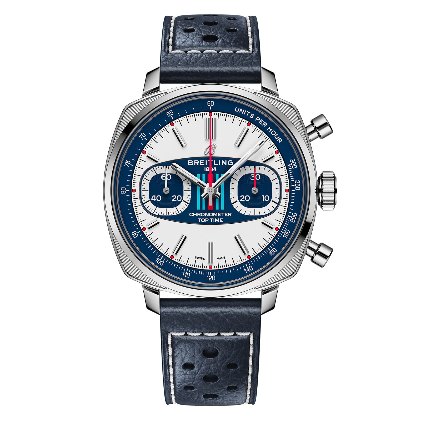 Breitling Top Time B01 Martini Racing 38mm men's watch in blue leather strap
