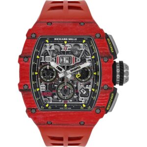 Richard Mille RM011 Red Carbon ABMF Highest Quality Skeleton Dial On Red Rubber Strap