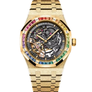 Audemars Piguet Royal Oak Royal Oak Frosted Gold Double Balance Wheel Openworked 18-carat yellow gold and Openworked slate grey dial Hammered 18-carat yellow gold bracelet Ref. 15412BA.YG.1224BA.01-B