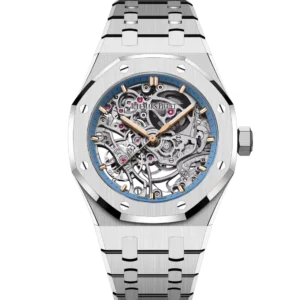 Audemars Piguet Royal Oak Double Balance Wheel Openworked 18-carat white gold and Light blue inner bezel dial 18-carat white gold bracelet Ref. 15467BC.OO.1256BC.01
