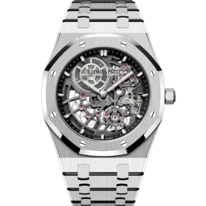 Audemars Piguet Royal Oak “Jumbo” Extra-Thin Openworked 18-carat white gold and Openworked dark grey dial 18-carat white gold bracelet Ref. 16204BC.OO.1240BC.01