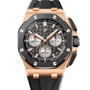 Audemars Piguet Royal Oak Offshore Selfwinding Chronograph 18-carat pink gold and black dial Black rubber strap Ref. 26420RO.OO.A002CA.01