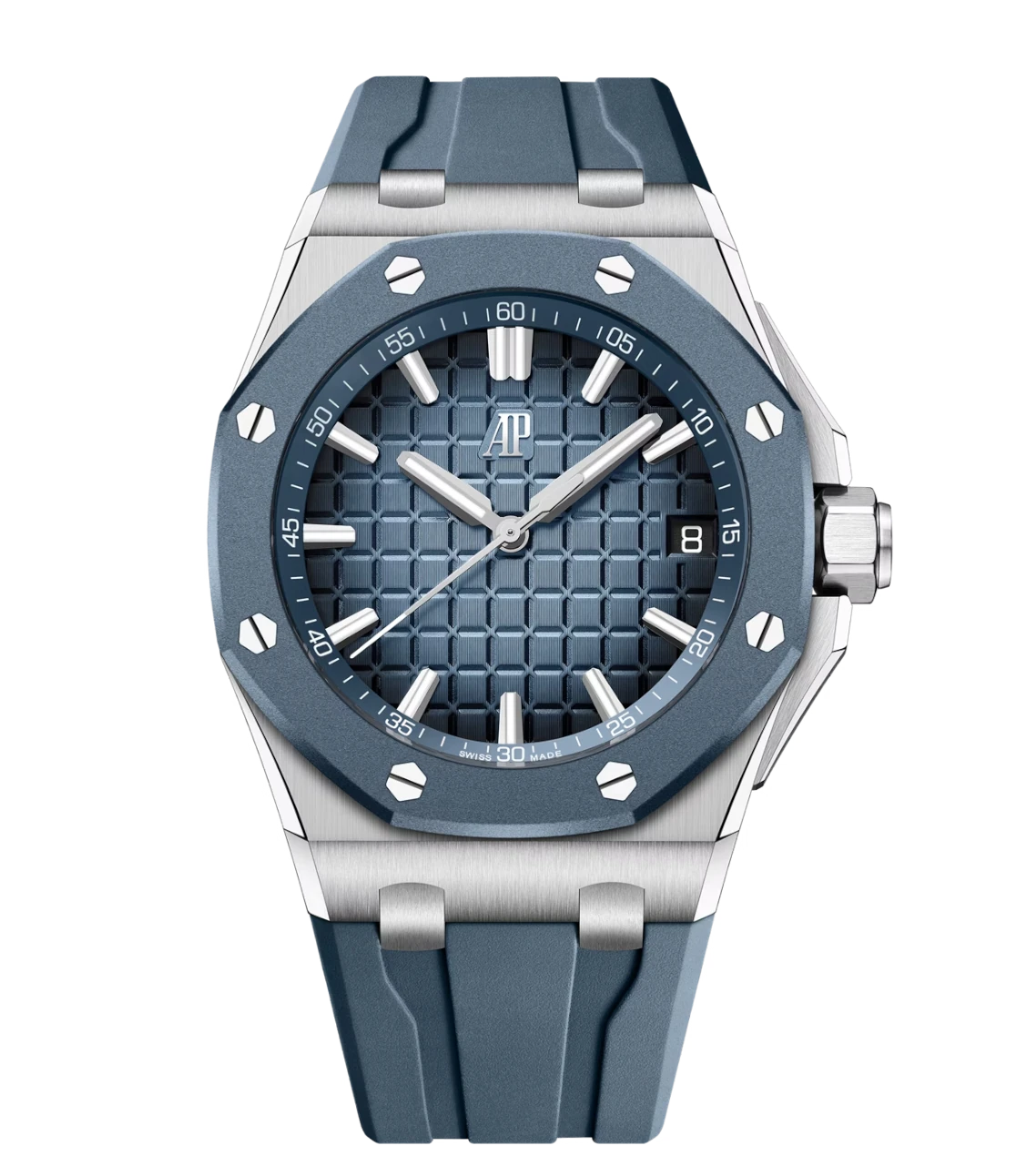 Audemars Piguet Royal Oak Offshore Selfwinding Stainless steel and Smoked blue dial Blue rubber strap Ref. 15605SK.OO.A350CA.01