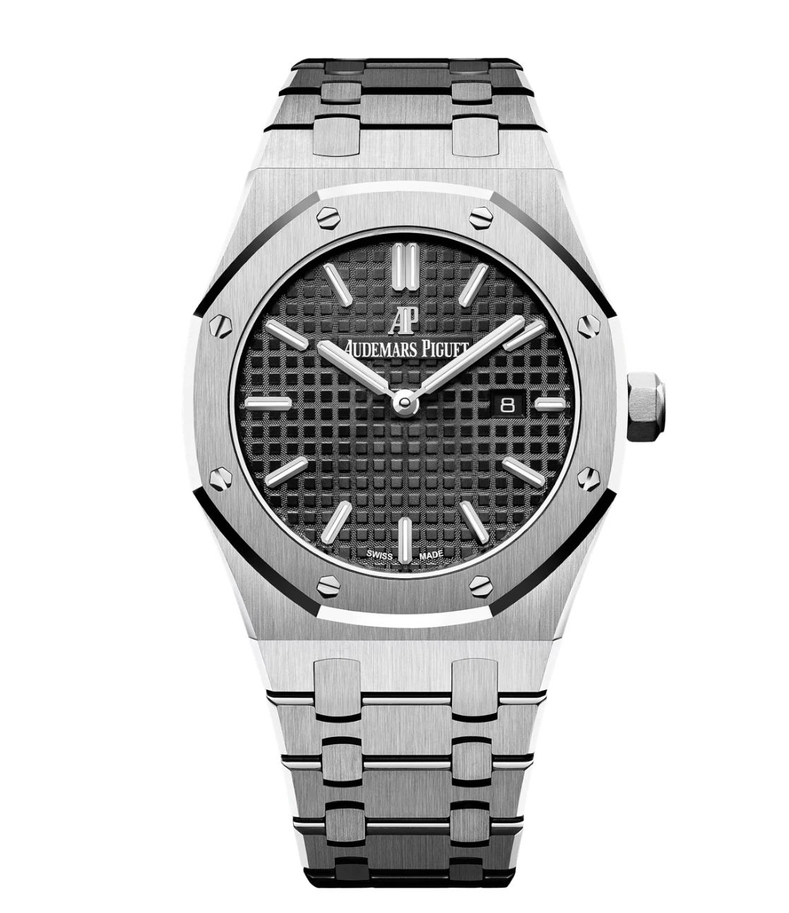Audemars Piguet Royal Oak Quartz Stainless steel and Black dial Stainless steel bracelet Ref. 67650ST.OO.1261ST.01-A