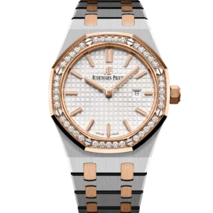 Audemars Piguet Royal Oak Quartz Stainless steel and Silver-toned dial Stainless steel and 18-carat pink gold bracelet Ref. 67651SR.ZZ.1261SR.01-A