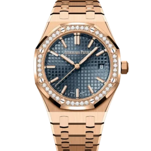 Audemars Piguet Royal Oak Selfwinding 18-carat pink gold and “Bleu nuit nuage 50” dial 18-carat pink gold bracelet Ref. 77451OR.ZZ.1361OR.04