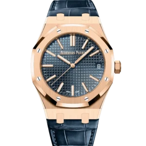 Audemars Piguet Royal Oak Selfwinding 18-carat pink gold and “Bleu nuit nuage 50” dial Blue alligator strap Ref. 15510OR.OO.D315CR.02