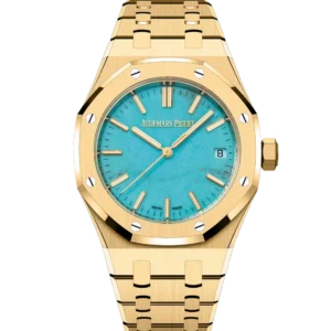 Audemars Piguet Royal Oak Selfwinding 18-carat yellow gold and Turquoise dial 18-carat yellow gold bracelet Ref. 15550BA.OO.1356BA.01