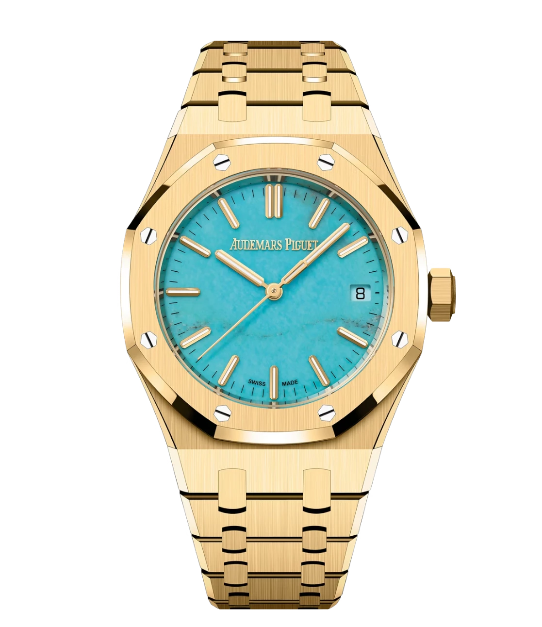 Audemars Piguet Royal Oak Selfwinding 18-carat yellow gold and Turquoise dial 18-carat yellow gold bracelet Ref. 15550BA.OO.1356BA.01