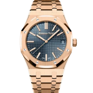 Audemars Piguet Royal Oak Selfwinding 18-carat pink gold and “Bleu nuit nuage 50” dial 18-carat pink gold bracelet Ref. 15510OR.OO.1320OR.03