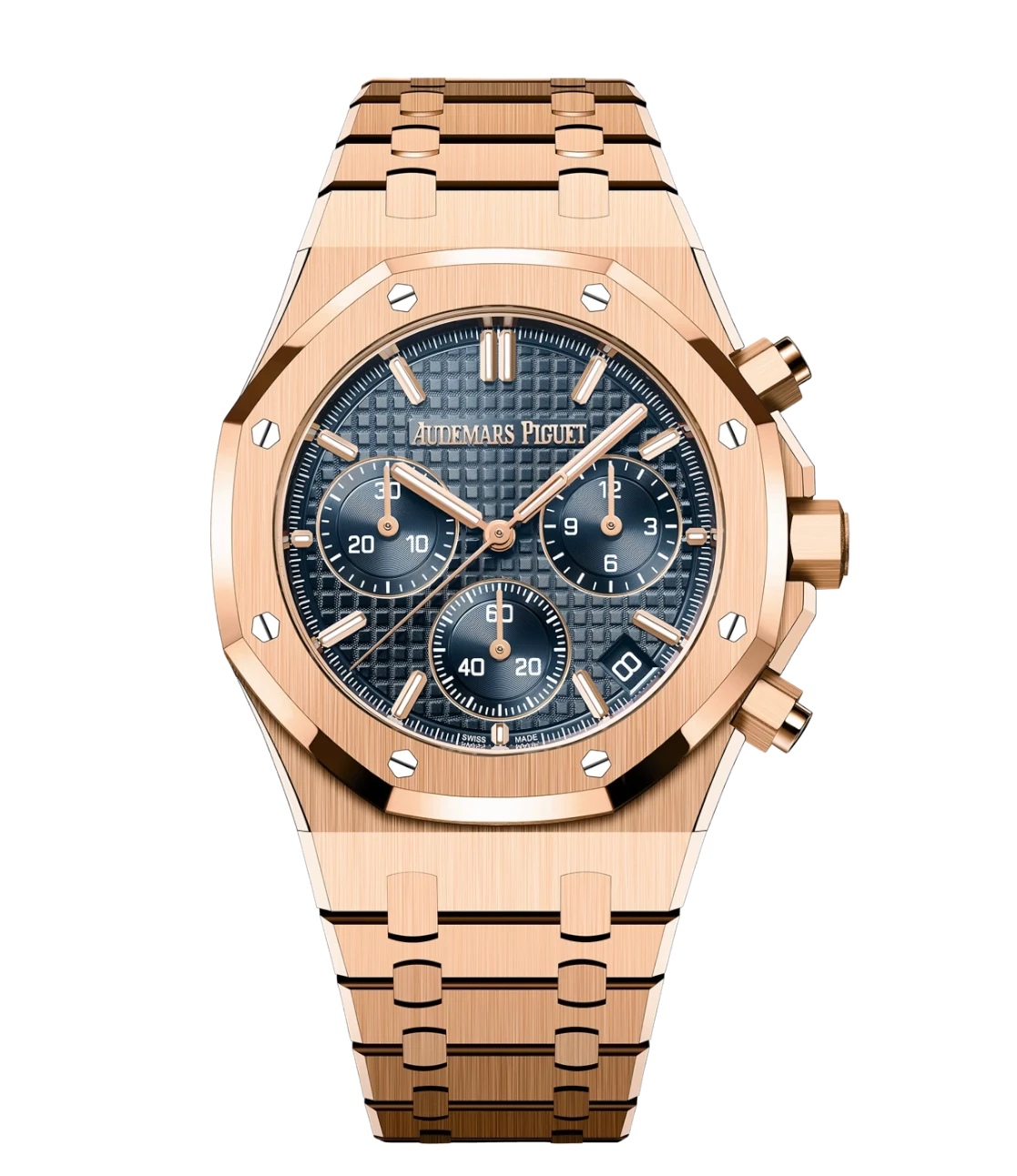 Audemars Piguet Royal Oak Selfwinding Chronograph in 18-carat pink gold with Bleu nuit nuage 50 dial