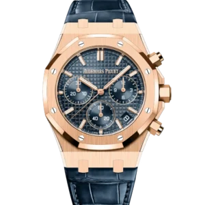 Audemars Piguet Royal Oak Selfwinding Chronograph 18-carat pink gold and “Bleu nuit nuage 50” dial Blue alligator strap Ref. 26240OR.OO.D315CR.02
