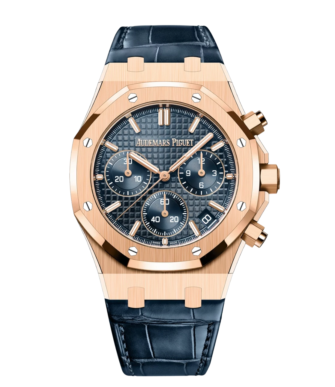 Audemars Piguet Royal Oak Selfwinding Chronograph in 18-carat pink gold with blue dial