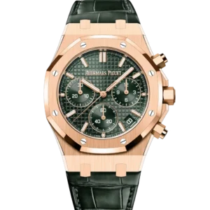 Audemars Piguet Royal Oak Selfwinding Chronograph 18-carat pink gold and Khaki green dial Khaki green alligator strap Ref. 26240OR.OO.D404CR.02