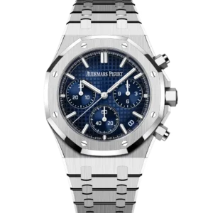 Audemars Piguet Royal Oak Selfwinding Chronograph 18-carat white gold and smoked blue “Grande Tapisserie” dial 18-carat white gold integrated bracelet Ref. 26240BC.OO.1320BC.04