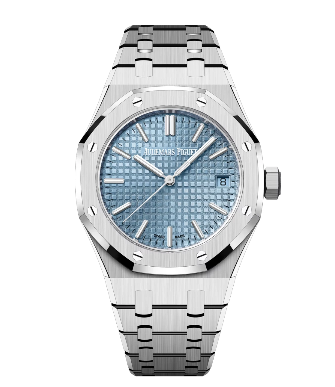 Audemars Piguet Royal Oak Selfwinding watch with light blue dial and stainless steel bracelet