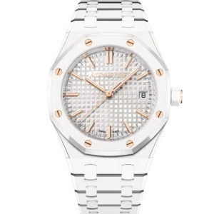 Audemars Piguet Royal Oak Selfwinding White ceramic and Silver-toned dial White ceramic bracelet Ref. 77350CB.OO.1266CB.01