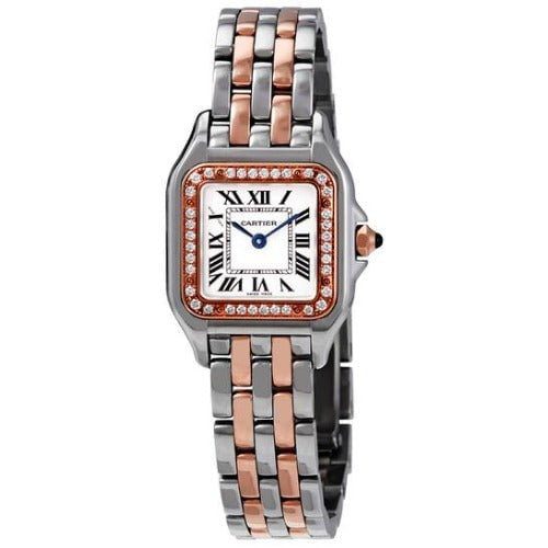Panthere de Cartier Silver Dial Steel and 18kt Rose Gold Small Ladies