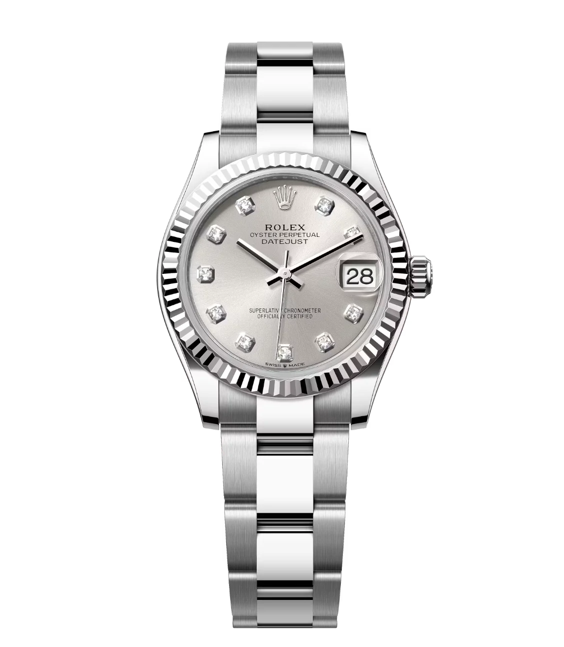Rolex Datejust 31 Oyster Perpetual watch in Oystersteel and white gold with diamond-set dial