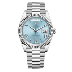 Rolex Day-Date 40 Platinum Ice Blue Index Dial Roman Numbers