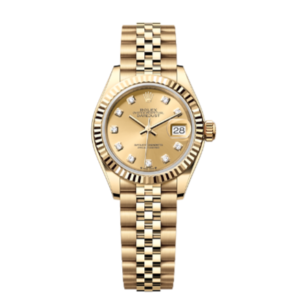Rolex Lady Datejust 28 Yellow Gold Diamond Dial Jubilee Steel