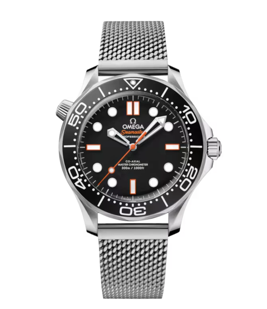OMEGA Seamaster Diver 300M Steel and Black aluminium dial Steel Foldover clasp bracelete Ref. 210.30.42.20.01.018