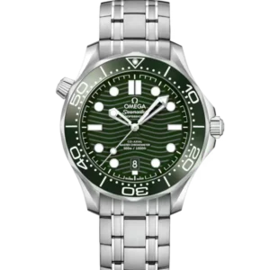 OMEGA Seamaster Diver 300M Steel and Green dial Steel Foldover clasp bracelete Ref. 210.30.42.20.10.001