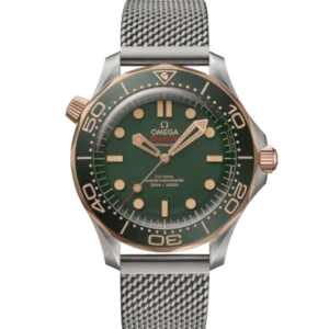 OMEGA Seamaster Diver 300M Titanium ‑ Bronze gold and Green dial Titanium Foldover clasp bracelete Ref. 210.90.42.20.10.001