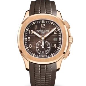 Patek Philippe Aquanaut Chronograph Rose gold and Sunburst brown dial dark brown Composite material Strap Ref. 5968R-001