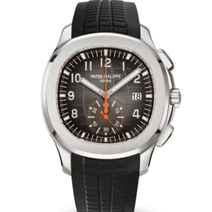 Patek Philippe Aquanaut Chronograph Steel and Sunburst charcoal gray dial black Composite material Strap Ref. 5968A-001