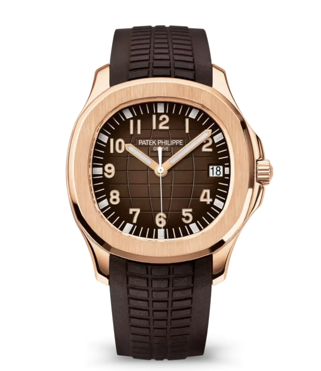 Patek Philippe Aquanaut Date Rose gold and Sunburst brown dial dark brown Composite material Strap Ref. 5167R-001