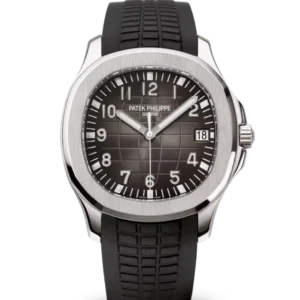 Patek Philippe Aquanaut Date Steel and Sunburst charcoal gray dial black Composite material Strap Ref. 5167A-001