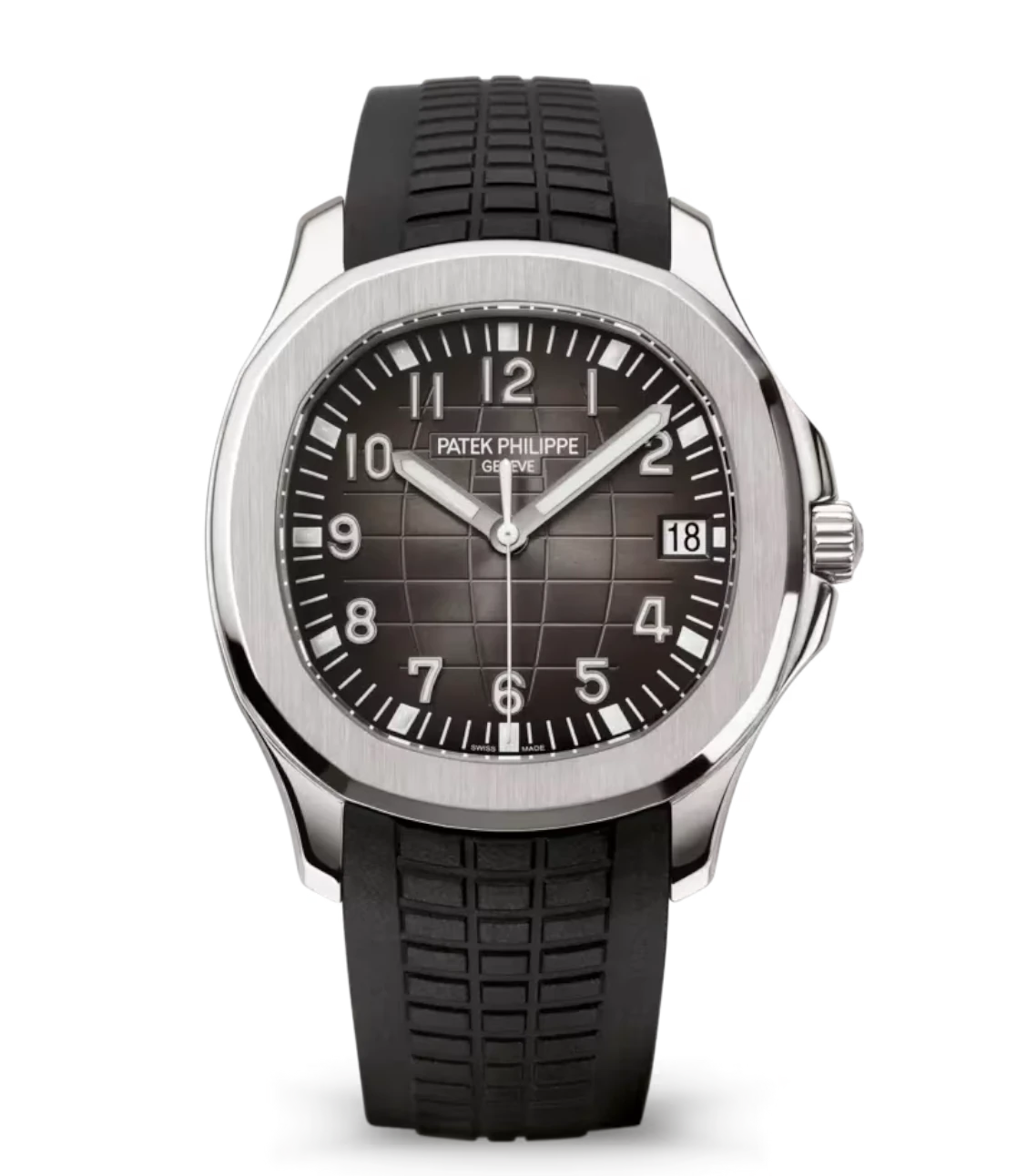 Patek Philippe Aquanaut Date Steel and Sunburst charcoal gray dial black Composite material Strap Ref. 5167A-001