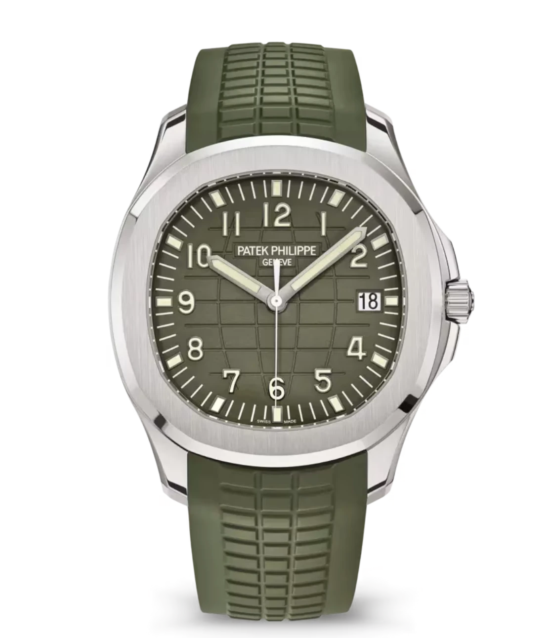 Patek Philippe Aquanaut Date watch in white gold with khaki green dial and strap