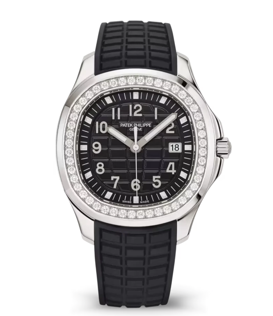 Patek Philippe Aquanaut Luce Steel and Black varnished dial diamond bezel black Composite material Strap Ref. 5267/200A-001