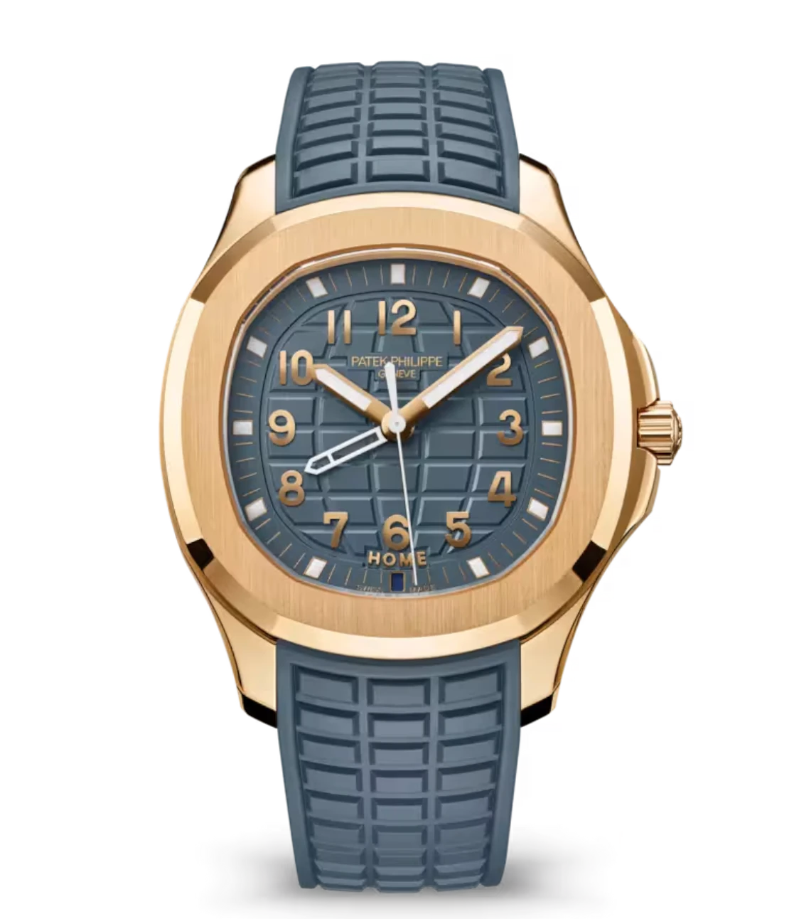 Patek Philippe Aquanaut Travel Time Rose gold and Opaline blue-gray dial blue-gray Composite material Strap Ref. 5269R-001