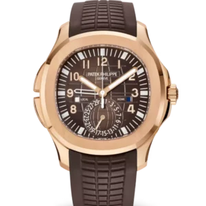 Patek Philippe Aquanaut Travel Time Rose gold and Sunburst brown dial dark brown Composite material Strap Ref. 5164R-001