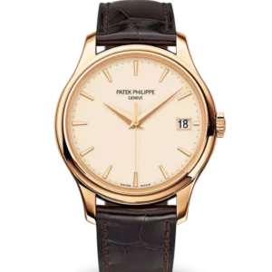 Patek Philippe Calatrava Rose gold and Lacquered ivory dial shiny dark chestnut Alligator leather Strap Ref. 5227R-001