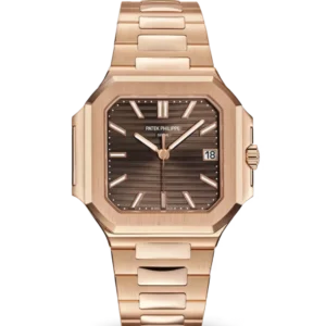 Patek Philippe Cubitus Rose gold and Sunburst brown dial Rose gold patented fold-over clasp bracelet Ref. 7128/1R-001
