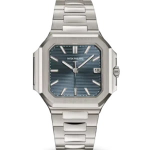 Patek Philippe Cubitus White gold and Sunburst blue-gray dial White gold fold-over clasp bracelet Ref. 7128/1G-001
