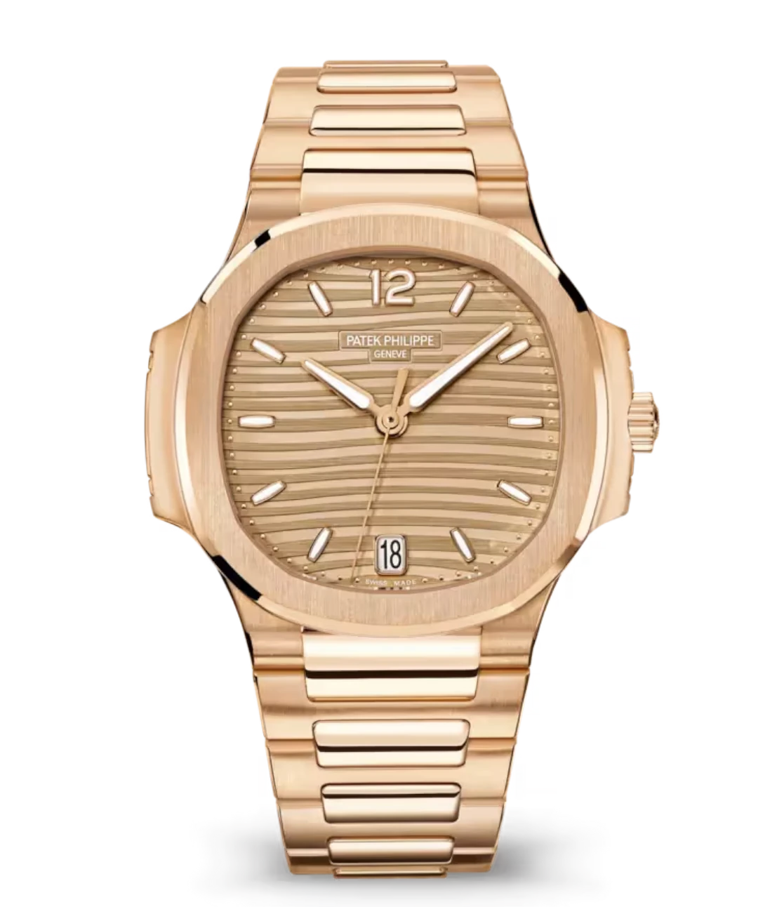 Patek Philippe Nautilus Date Rose gold and Golden brown opaline dial Rose gold patented fold-over clasp bracelet Ref. 7118/1R-010