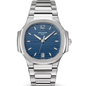 Patek Philippe Nautilus Date Steel and Blue opaline dial Steel patented fold-over clasp bracelet Ref. 7118/1A-001