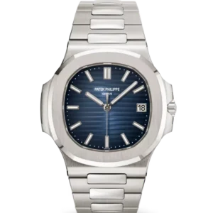 Patek Philippe Nautilus Date White gold and Blue dial White gold patented fold-over clasp bracelet Ref. 5811/1G-001