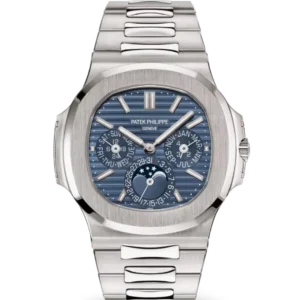 Patek Philippe Nautilus perpetual calendar White gold and Sunburst blue dial White gold patented fold-over clasp bracelet Ref. 5740/1G-001