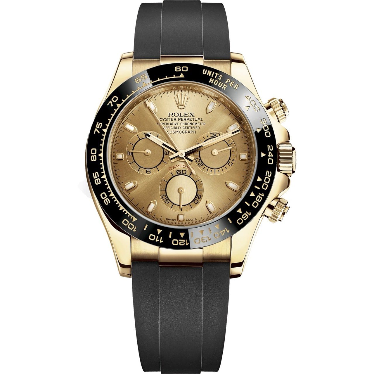 Rolex Cosmograph Daytona 40 Oyster Perpetual 18 ct yellow gold champagne dial on Oysterflex band