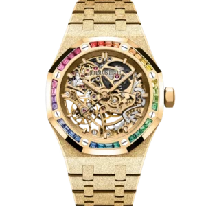 Audemars Piguet Royal Oak Frosted Gold Double Balance Wheel Openworked 18-carat yellow gold and Yellow gold-toned openworked dial Hammered 18-carat yellow gold bracelet Ref. 15468BA.YG.1259BA.01-B