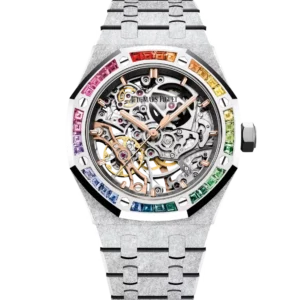 Audemars Piguet Royal Oak Royal Oak Frosted Gold Double Balance Wheel Openworked 18-carat white gold and Rhodium-toned openworked dial Hammered 18-carat white gold bracelet Ref. 15468BC.YG.1259BC.01-B
