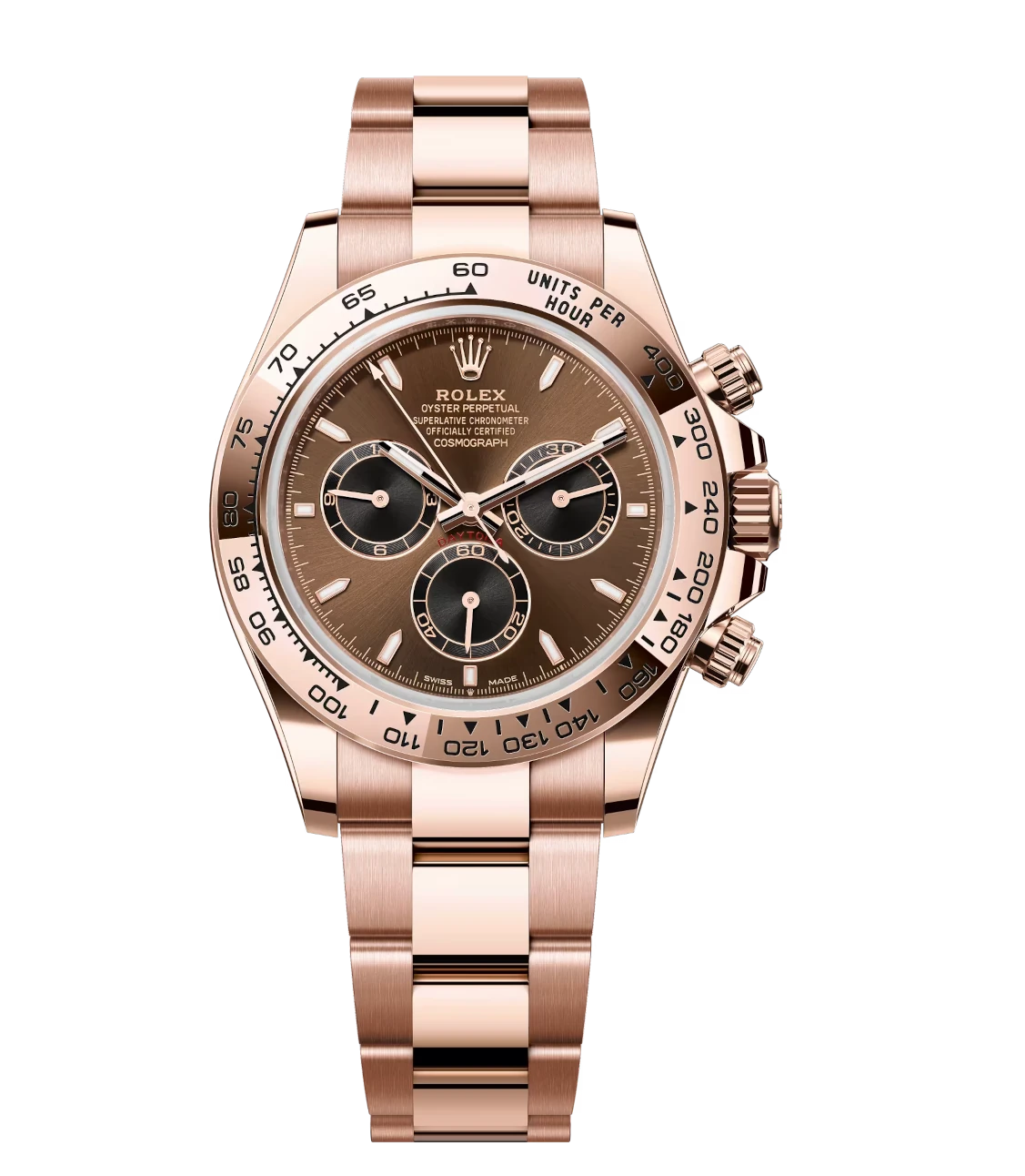 Rolex Cosmograph Daytona 40 Oyster Perpetual 18 ct Everose gold watch with chocolate and black dial